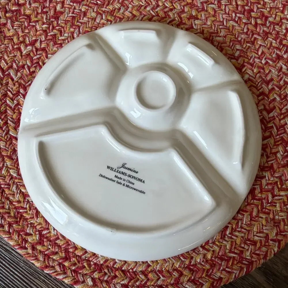 Williams Sonoma Jasmine Divided Luncheon Appetizer Snack Plate set of 6 green